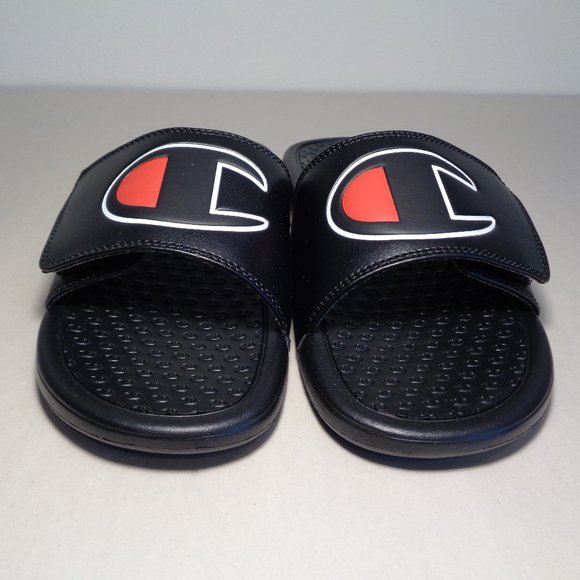 Champion Size 12 M LOGO SLIDE Black Sandals New Men's Shoes - Picture 14 of 15